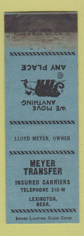 Matchbook Cover - Meyer Transfer Trucking Lexington NE WORN