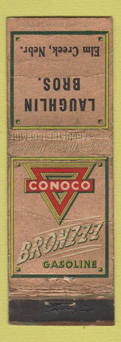 Matchbook Cover - Conoco oil gas Laughlin Bros Elm Creek NE WORN