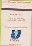 Matchbook Cover - Union Wholesale Electric Alhambra CA 40 Strike