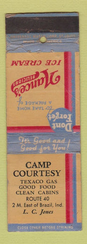Matchbook Cover - Nance's Ice Cream Camp Courtesy Texaco oil gas Brazil IN WORN