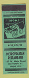 Matchbook Cover - Metropolitan Restaurant Lexington NY