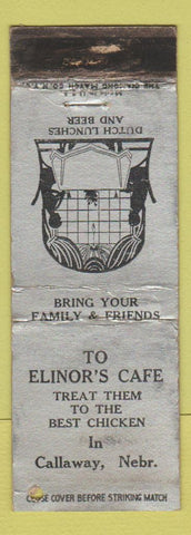 Matchbook Cover - Elinor's Cafe Callaway NE WORN HOLE