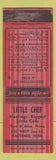 Matchbook Cover - Little Chef Cafe Hastings NE WEAR