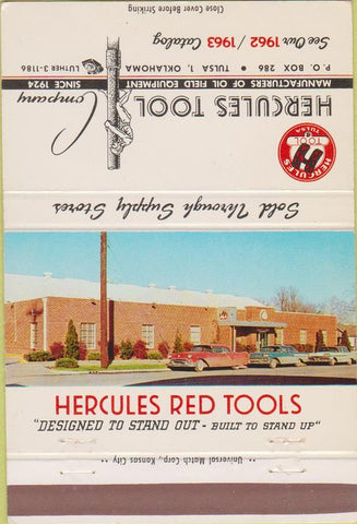 Matchbook Cover - Hercules Red Tools Tulsa OK 40 Strike