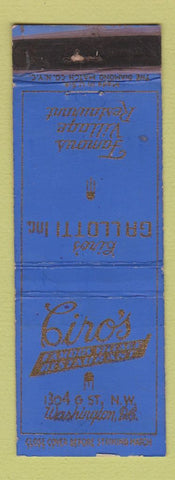 Matchbook Cover - Ciro's Restaurant Washington DC WEAR