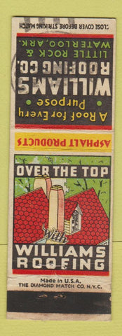 Matchbook Cover - Williams Roofing Little Rock Waterloo AR POSTAL STAMP Abbott