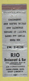 Matchbook Cover - Rio Restaurant Bar East Liberty Pittsburgh PA