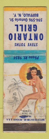 Matchbook Cover - Steve Toth's Ontario Grill Buffalo NY pinup WEAR