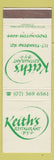 Matchbook Cover - Keith's Restaurant Paddington Australia WEAR