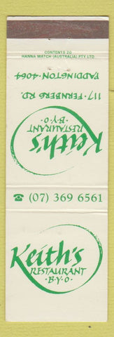 Matchbook Cover - Keith's Restaurant Paddington Australia WEAR