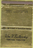 Matchbook Cover - WM Battersby Funeral Director Philadelphia PA WEAR 40 Strike