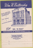 Matchbook Cover - WM Battersby Funeral Director Philadelphia PA WEAR 40 Strike