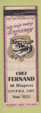 Matchbook Cover - Chez Fernand Ottawa ON restaurant WORN