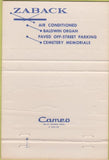 Matchbook Cover - Zaback Funeral Home Ashtabula OH 40 Strike