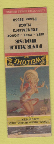 Matchbook Cover - Five Mile House Breneman's Place pinup WORN