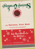 Matchbook Cover - National State Bank Elizabeth NJ 40 Strike