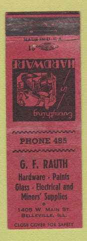 Matchbook Cover - GF Rauth Hardware Paint Belleville IL