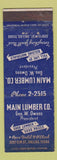 Matchbook Cover - Main Lumber Dallas TX WEAR