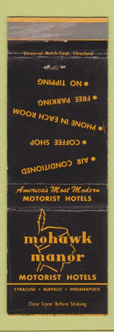 Matchbook Cover - Mohawk Manor Motor Hotel Syracuse Buffalo NY Indianapolis