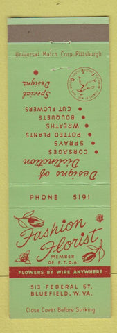 Matchbook Cover - Fashion Florist Flowers Bluefield WV