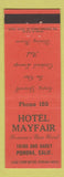 Matchbook Cover - Hotel Mayfair Pomona CA