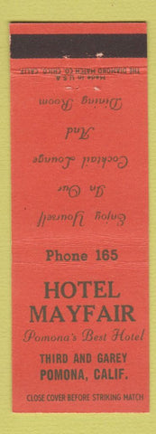 Matchbook Cover - Hotel Mayfair Pomona CA