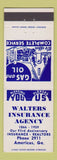 Matchbook Cover - Walters Insurance Agency Americus GA