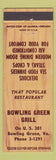Matchbook Cover - Bowling Green Grill VA WOODY
