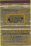 Matchbook Cover - Acacia Mutal Insurance Wilmington DE 40 Strike