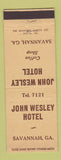 Matchbook Cover - John Wesley Hotel Savannah GA