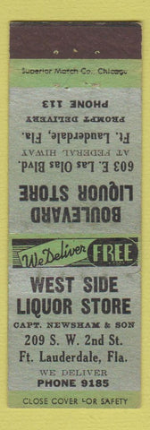 Matchbook Cover - West Side Liquor Store Fort Lauderdale FL