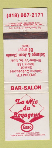 Matchbook Cover - La Mie du Voyageur Esso oil gas Riviere Verte QC WEAR