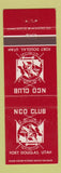 Matchbook Cover - NCO Club Fort Douglas UT Military