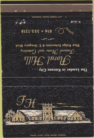 Matchbook Cover - Floral Hills Funeral Home Kansas City MO 40 Strike