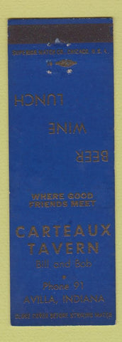 Matchbook Cover - Carteaux Tavern Avilla IN