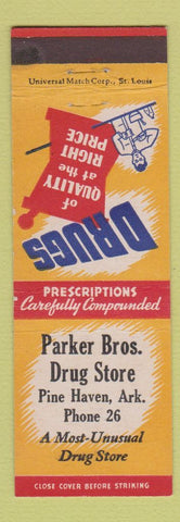 Matchbook Cover - Parker Bros Drug Store Pine Haven AR