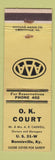 Matchbook Cover - OK Court Motel Bonnieville KY