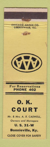 Matchbook Cover - OK Court Motel Bonnieville KY