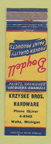 Matchbook Cover - Boydell Paint Krzyske Hardware Waltz MI WORN