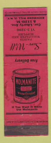 Matchbook Cover - Molmanite Paint Serv Well Richmond Hill NY WORN