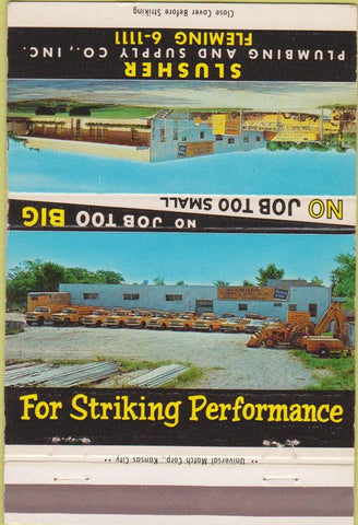 Matchbook Cover - Slusher Plumbing Raytown MO 40 Strike