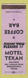 Matchbook Cover - Motel Texan Brownfield TX