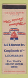 Matchbook Cover - Leonard's Store Fort Worth TX Service Men's Center military