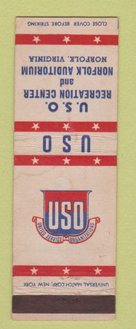 Matchbook Cover - USO Recreation Center Norfolk VA Auditorium