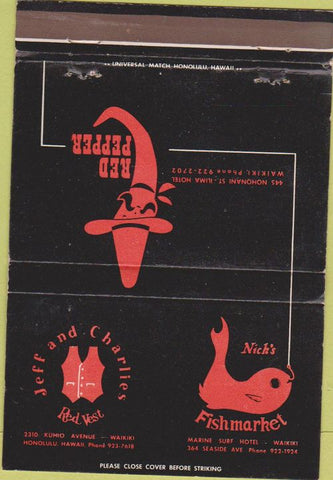 Matchbook Cover - Restaurnats Waikiki HI 40 Strike