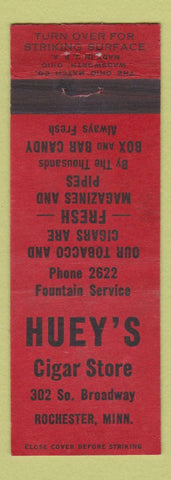 Matchbook Cover - Huey's Cigar Store Rochester MN