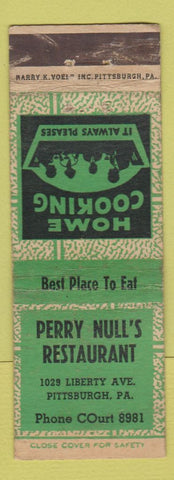 Matchbook Cover - Perry Null's Restaurant Pittsburgh PA WEAR