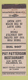 Matchbook Cover - Pat Patterson Restaurant Columbus GA WEAR