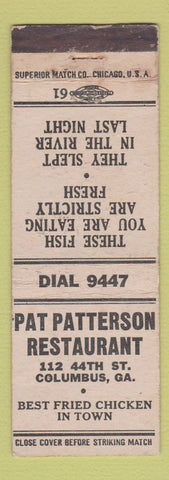 Matchbook Cover - Pat Patterson Restaurant Columbus GA WEAR