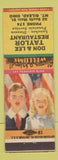 Matchbook Cover - Don and Lee Taylor Restaurant Mount Gilead OH